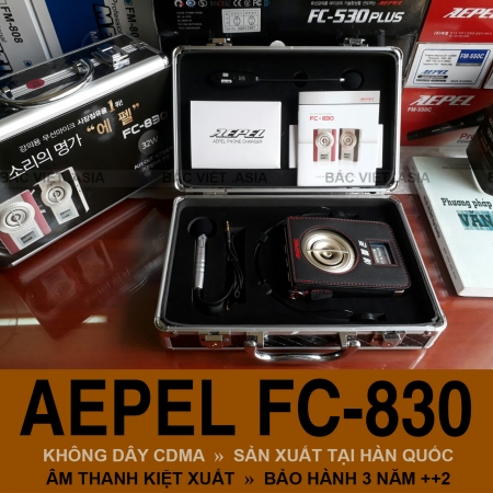  Máy trợ giảng AEPEL FC-830  Máy trợ giảng không dây  cao cấp sản xuất tại Hàn Quốc, đa kênh 4 đường tiếng, Line out (Đen)