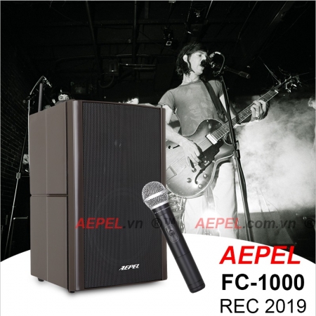 Loa di động, Micro không dây AEPEL FC-1000 nhập khẩu Hàn Quốc (FC1000 New 100W, Bluetooth, 2 Mic, Ghi âm)
