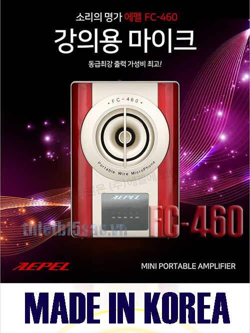 Máy trợ giảng Hàn Quốc AEPEL FC-460, Loa FC460 Made in Korea 32W/40W, 2 mic có dây